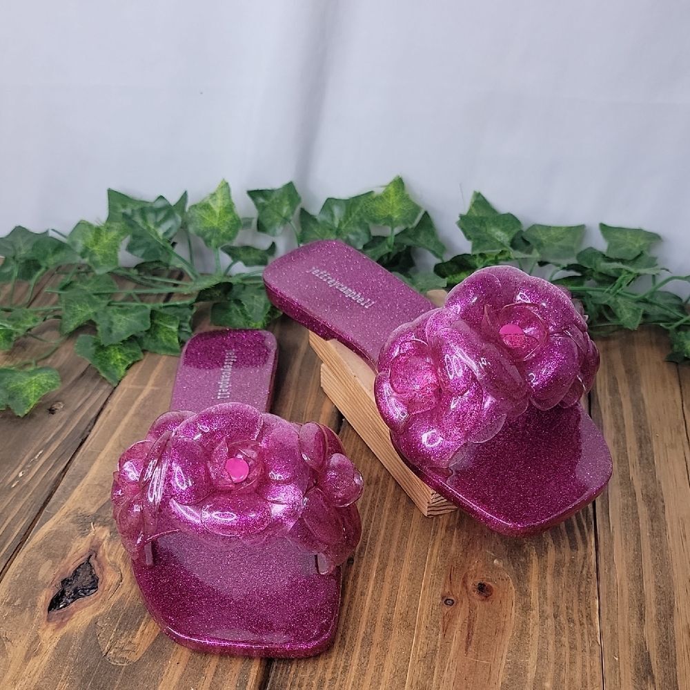 Jeffrey Campbell. Pink Glitter Slide Sandals. Like New. Size 9.